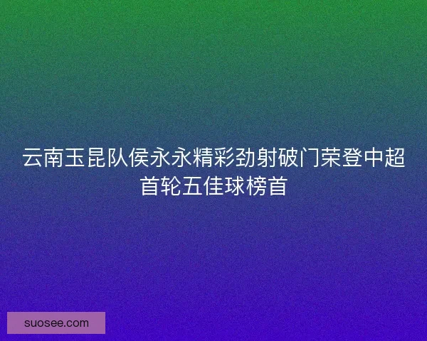云南玉昆队侯永永精彩劲射破门荣登中超首轮五佳球榜首