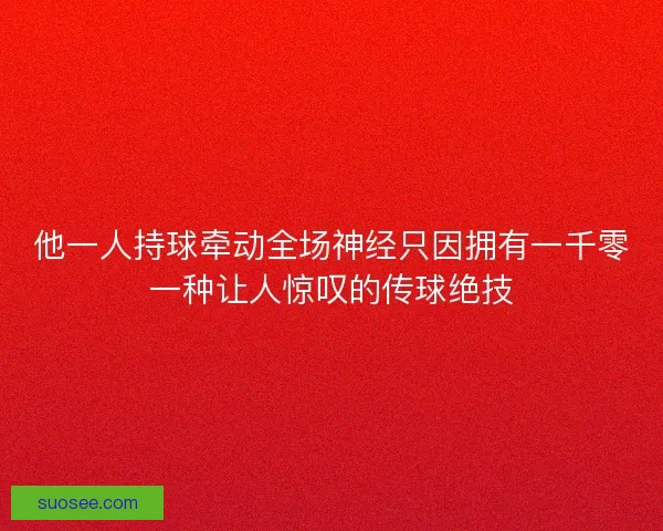 他一人持球牵动全场神经只因拥有一千零一种让人惊叹的传球绝技